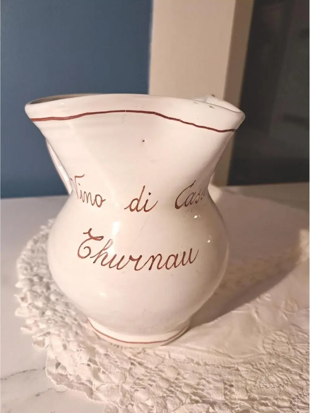 Italian Casa Kucharski Hand-Painted Ceramic Pitcher A. Zen Nove-Signed, 7